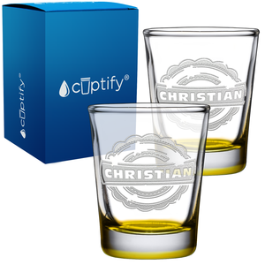 Personalized Asperous Monogram Etched 2oz Shot Glasses - Set of 2