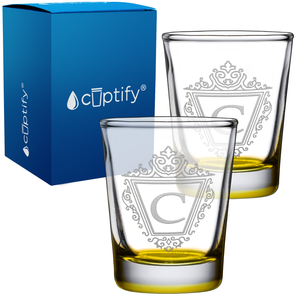 Personalized Classic Crest Etched 2oz Shot Glasses - Set of 2
