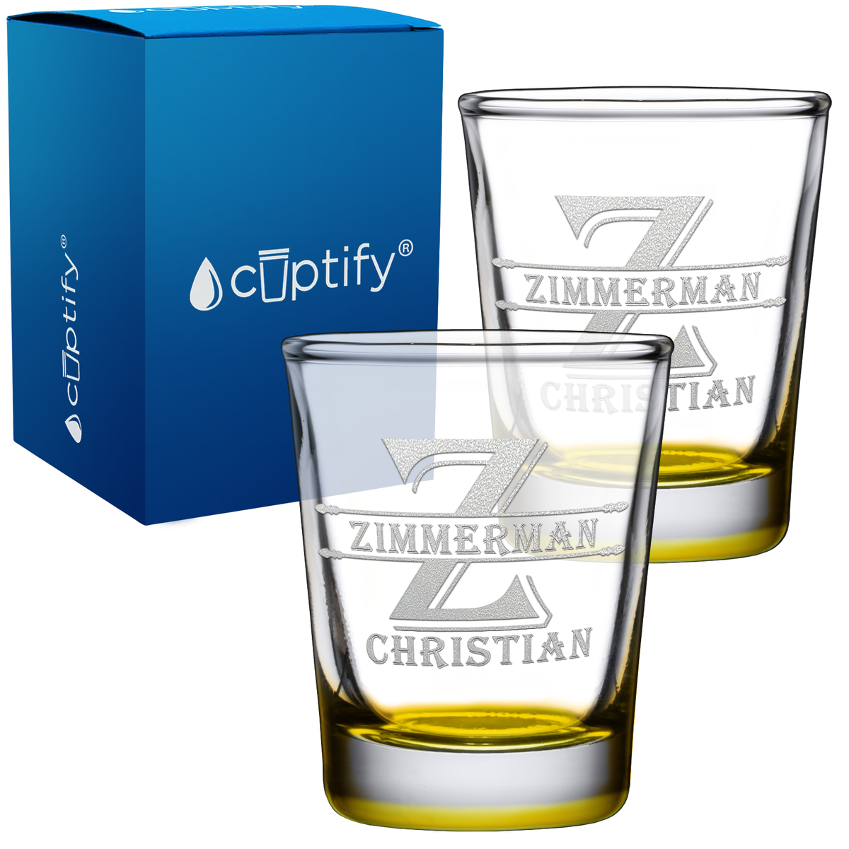 Personalized Initial Block 2oz Shot Glasses - Set of 2