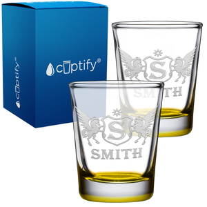 Personalized Pegasus Etched 2oz Shot Glasses - Set of 2