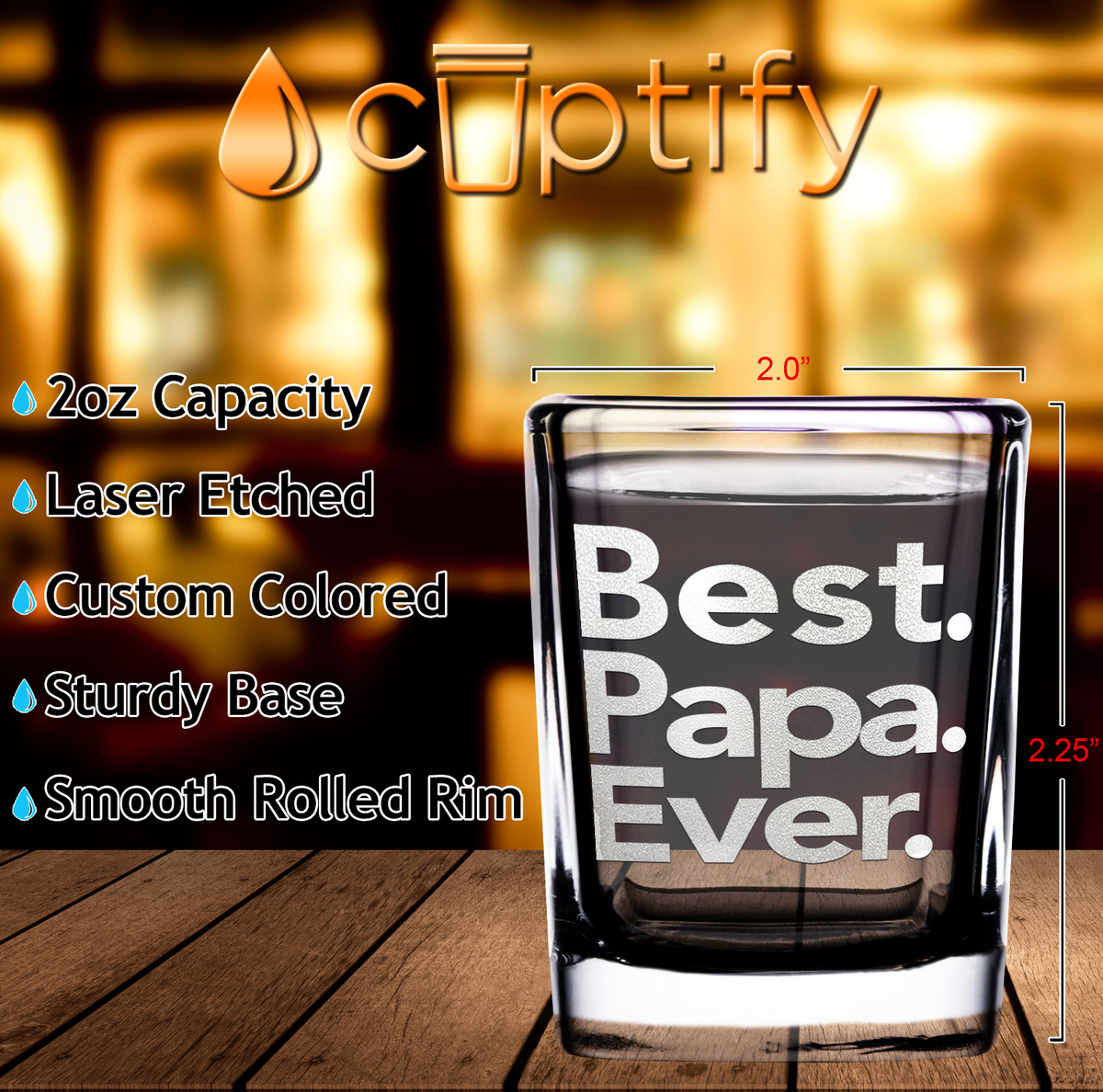 Best Papa Ever 2oz Square Shot Glasses - Set of 2