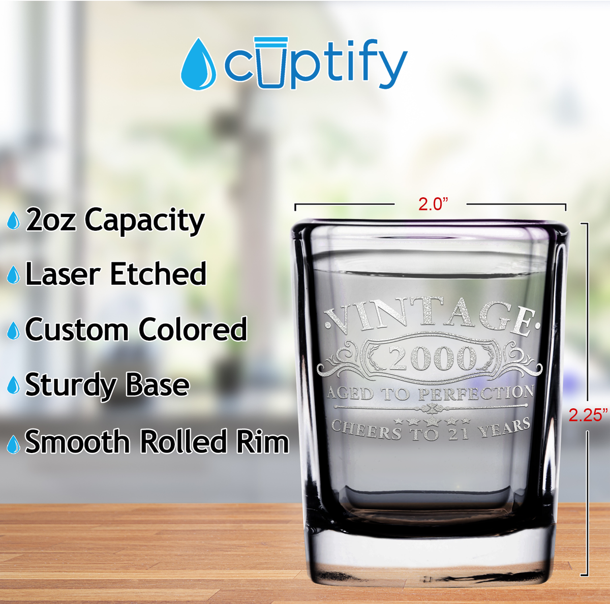 2oz Square Shot Glasses - Set of 2