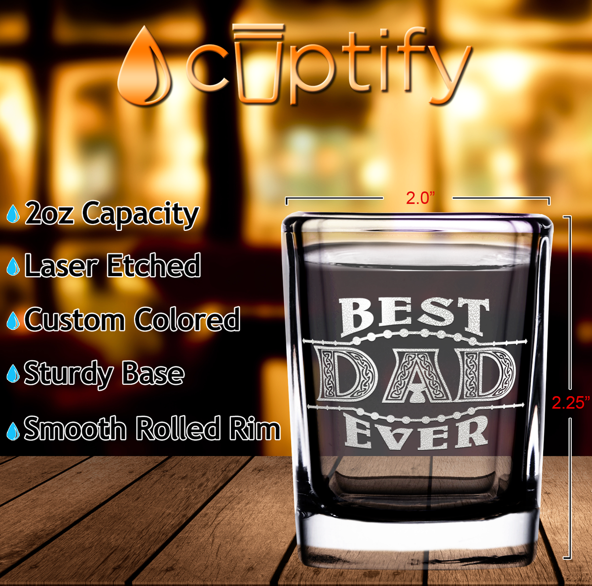 Best Dad Ever Decoration 2oz Square Shot Glasses - Set of 2