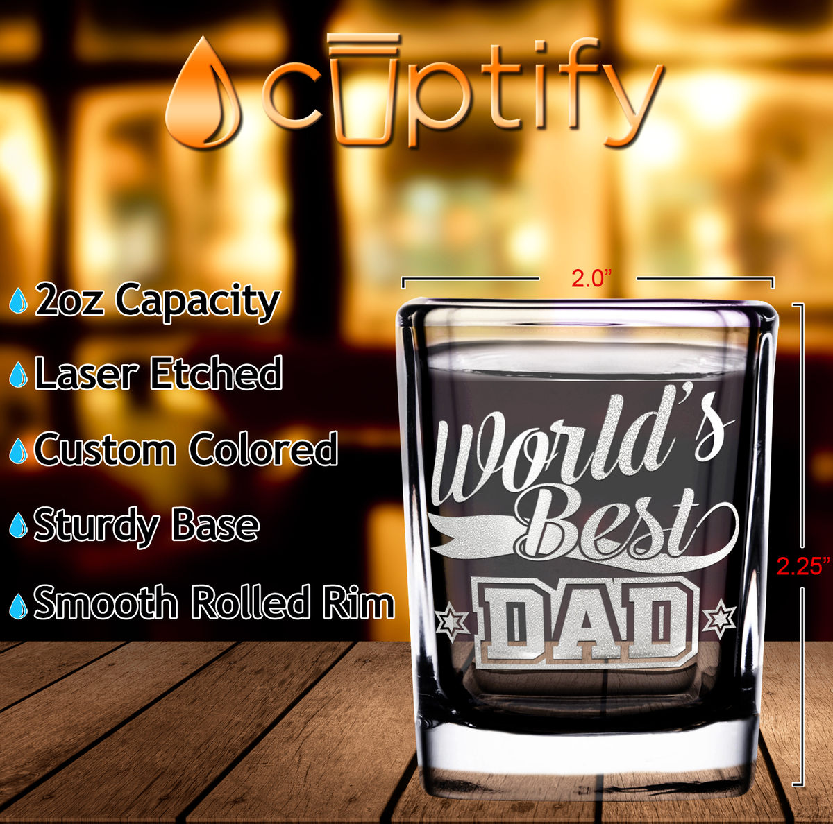 World's Best Dad 2oz Square Shot Glasses - Set of 2