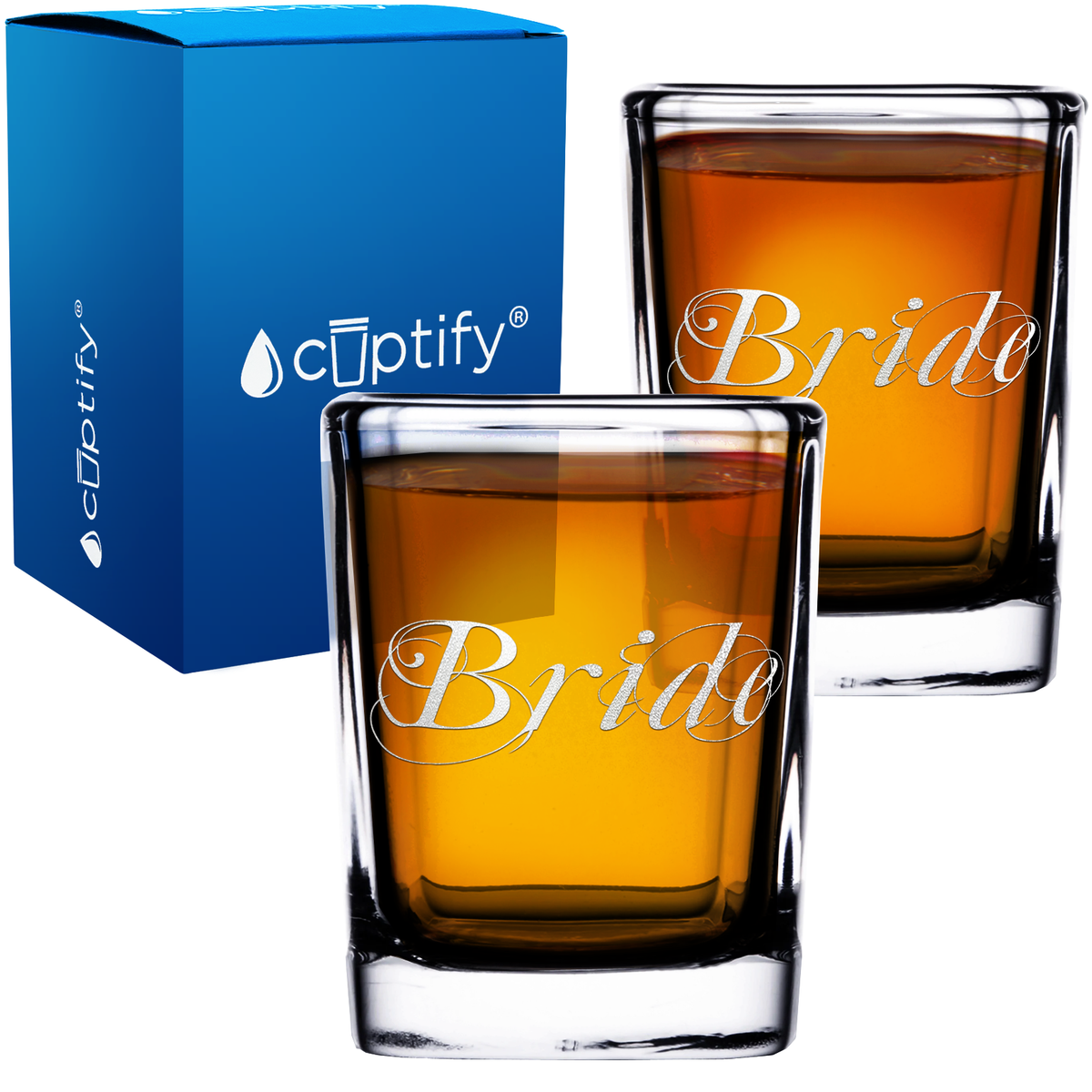 Bride Elegant 2oz Square Shot Glasses - Set of 2
