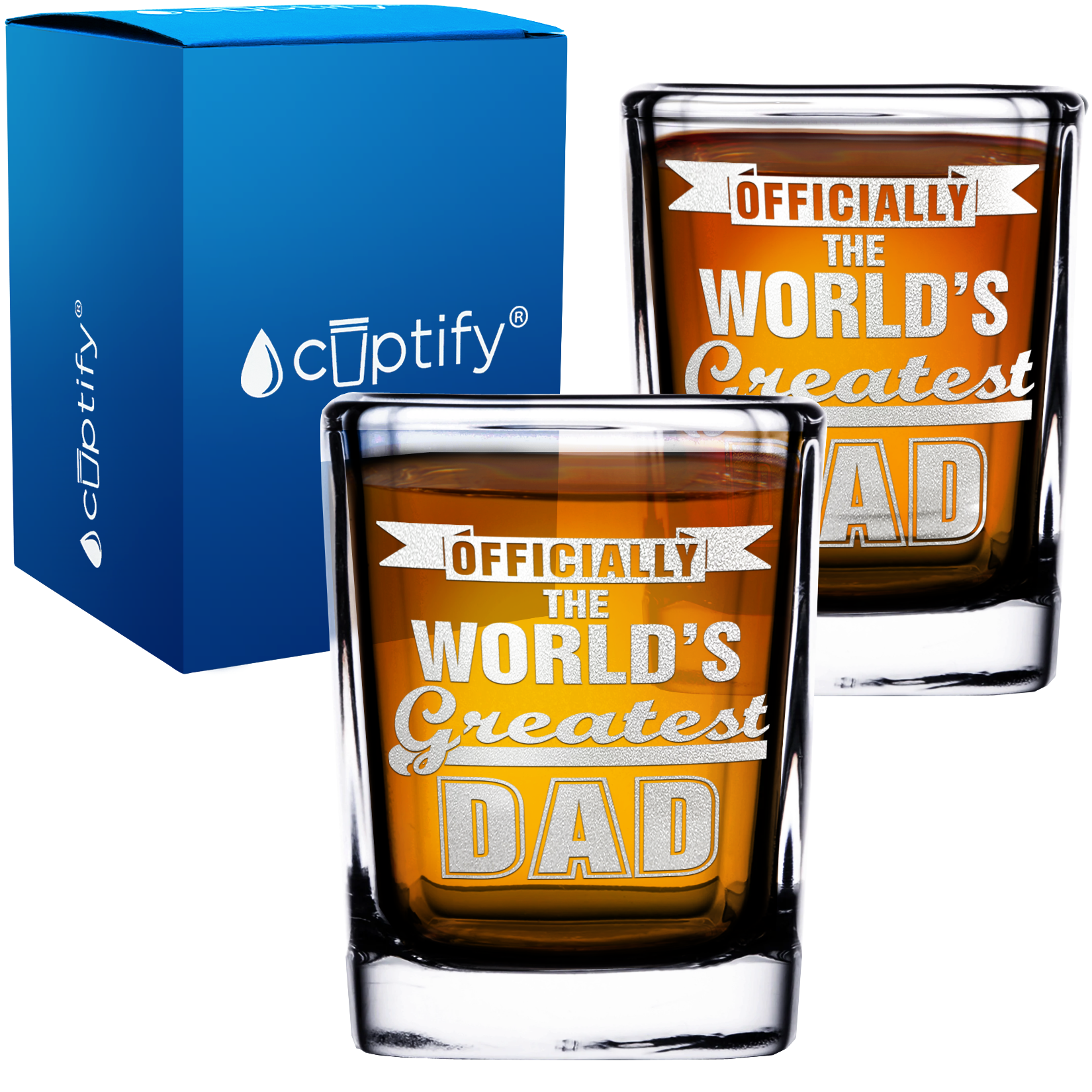 Officially The World's Greatest Dad 2oz Square Shot Glasses - Set of 2