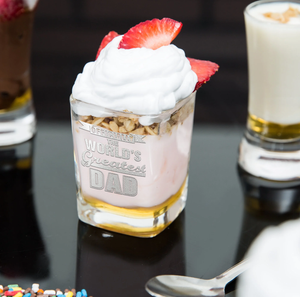 Officially The World's Greatest Dad Etched on 2oz Square Shot Glasses - Set of 2