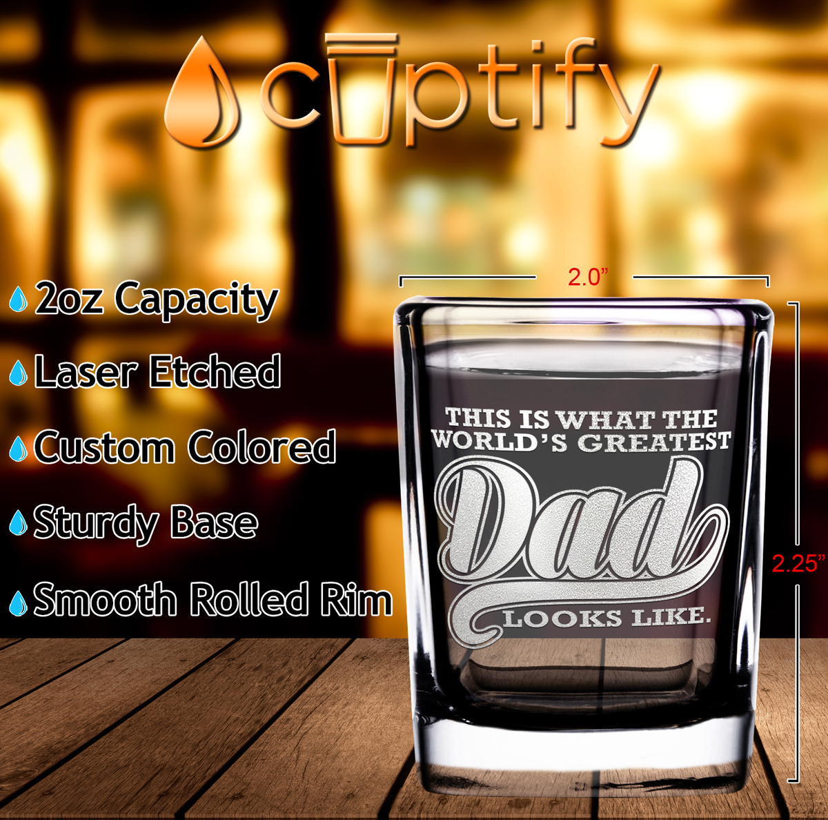 World's Greatest Dad 2oz Square Shot Glasses - Set of 2