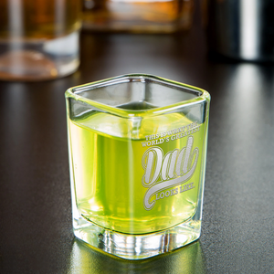World's Greatest Dad Etched on 2oz Square Shot Glasses - Set of 2
