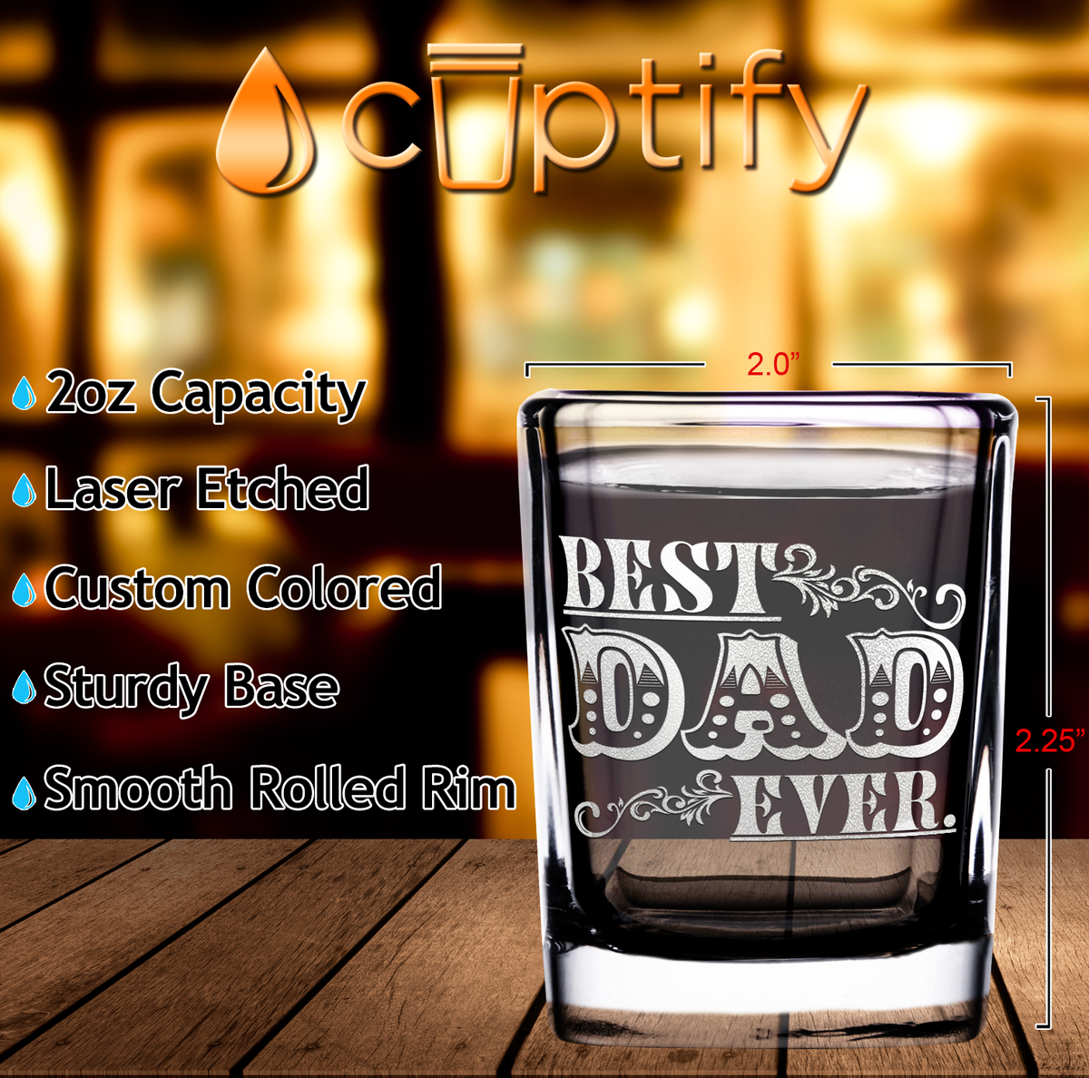 Best Dad Ever 2oz Square Shot Glasses - Set of 2