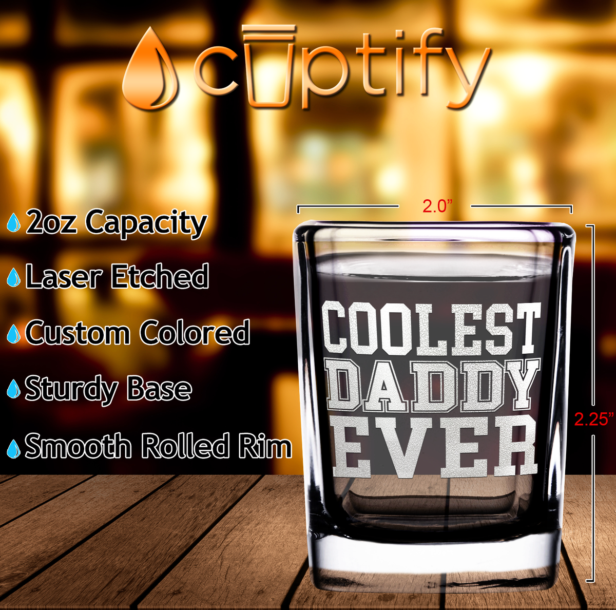 Coolest Daddy Ever 2oz Square Shot Glasses - Set of 2