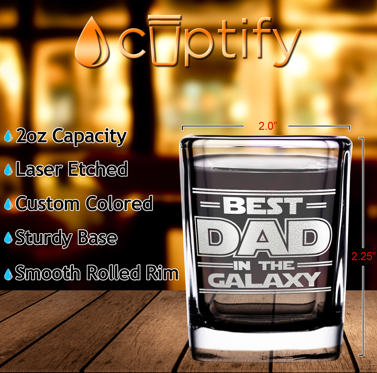 Best Dad in The Galaxy 2oz Square Shot Glasses - Set of 2
