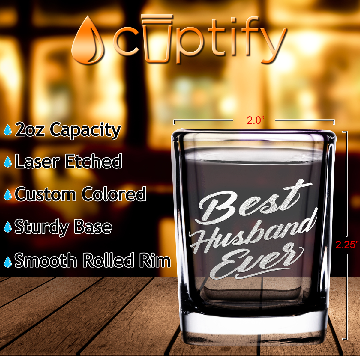 Best Husband Ever 2oz Square Shot Glasses - Set of 2