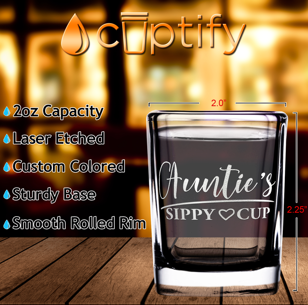 Auntie's Sippy Cup 2oz Square Shot Glasses - Set of 2