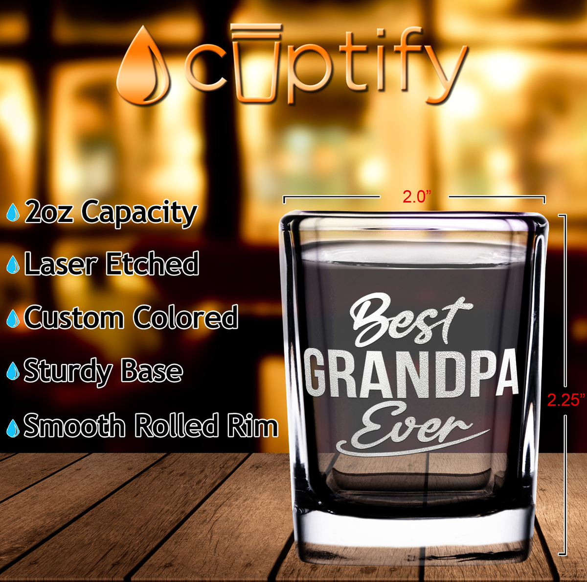 Best Grandpa Ever 2oz Square Shot Glasses - Set of 2