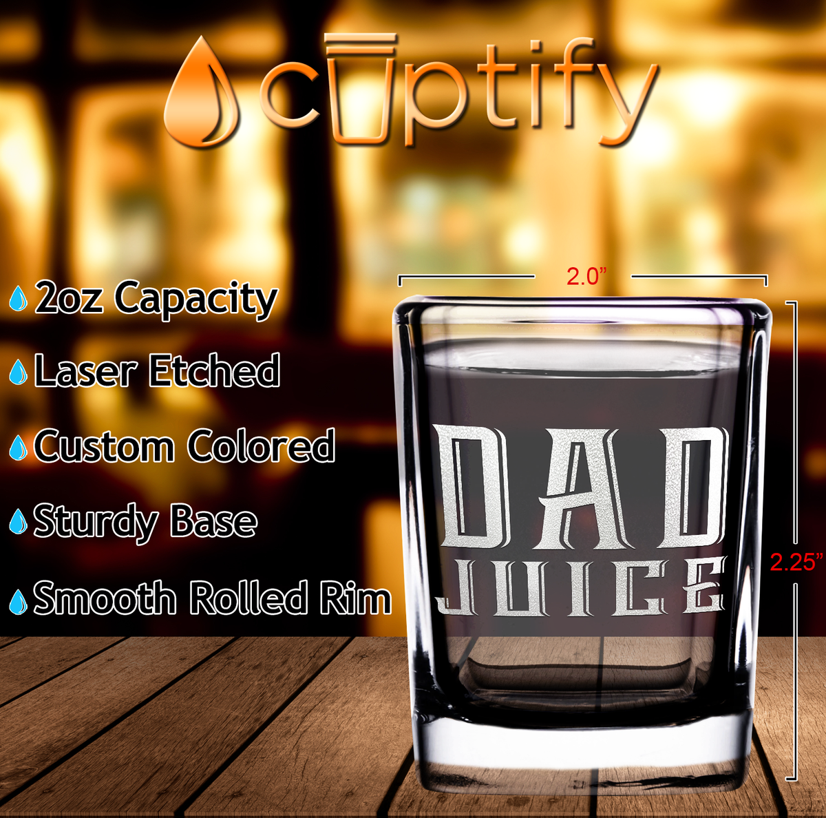 Dad Juice 2oz Square Shot Glasses - Set of 2