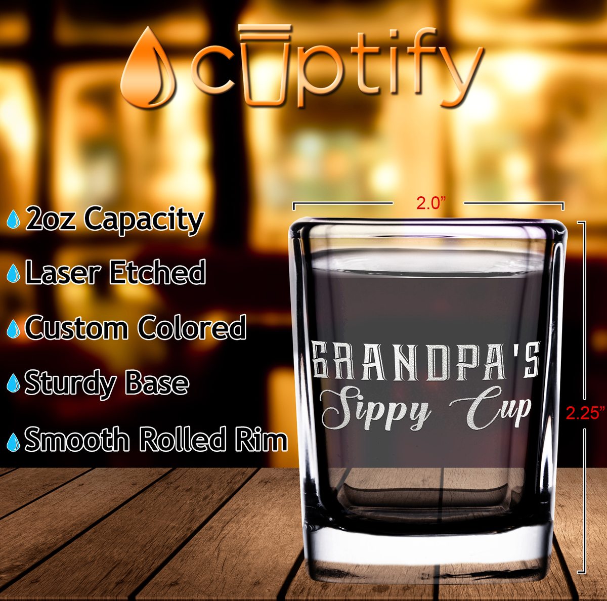 Grandpa's Sippy Cup 2oz Square Shot Glasses - Set of 2