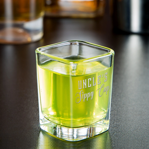 Uncle's Sippy Cup Etched on 2oz Square Shot Glasses - Set of 2