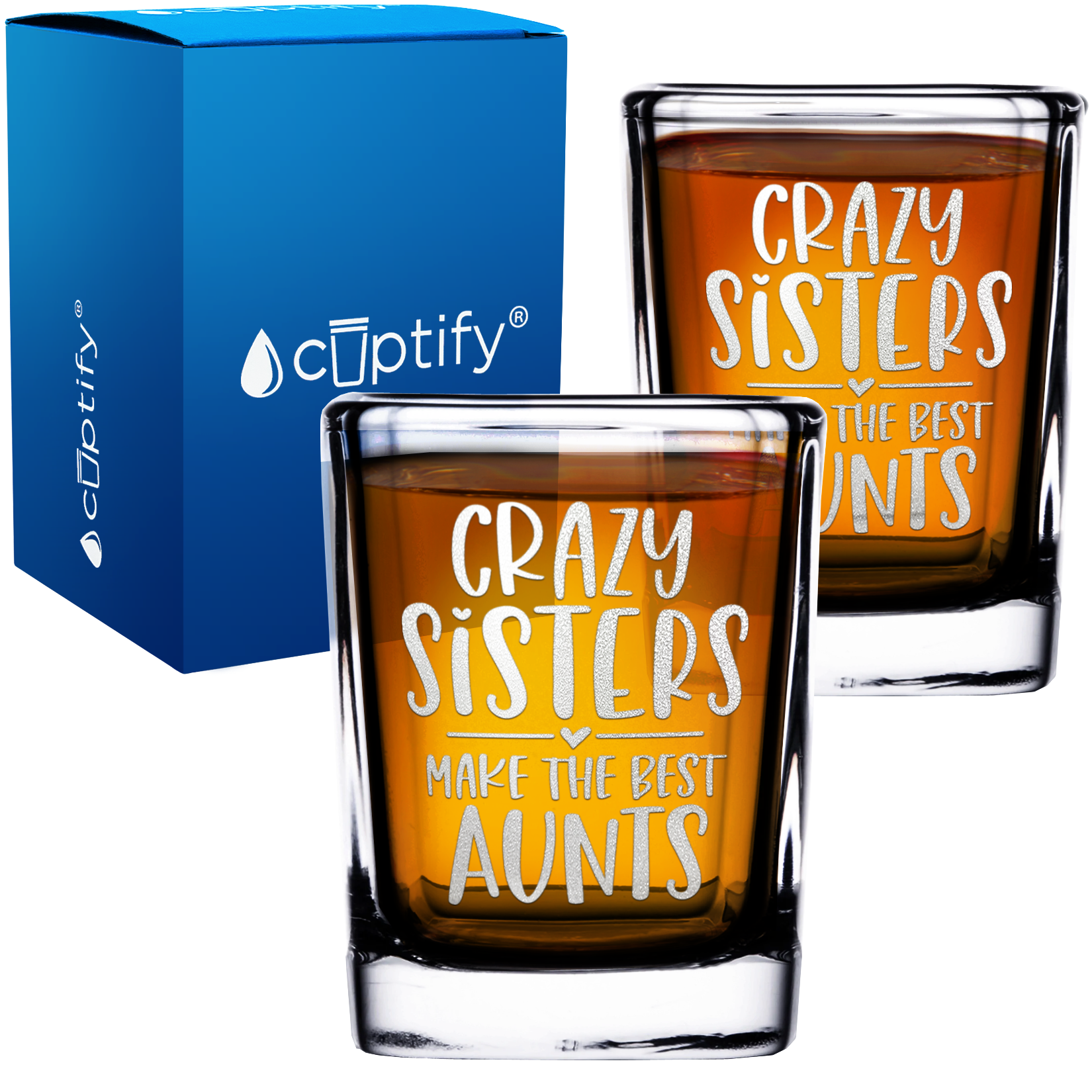 Crazy Sisters Make The Best Aunts 2oz Square Shot Glasses - Set of 2
