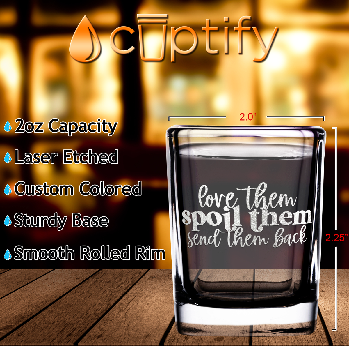 Love Them Spoil Them Send Them Back 2oz Square Shot Glasses - Set of 2