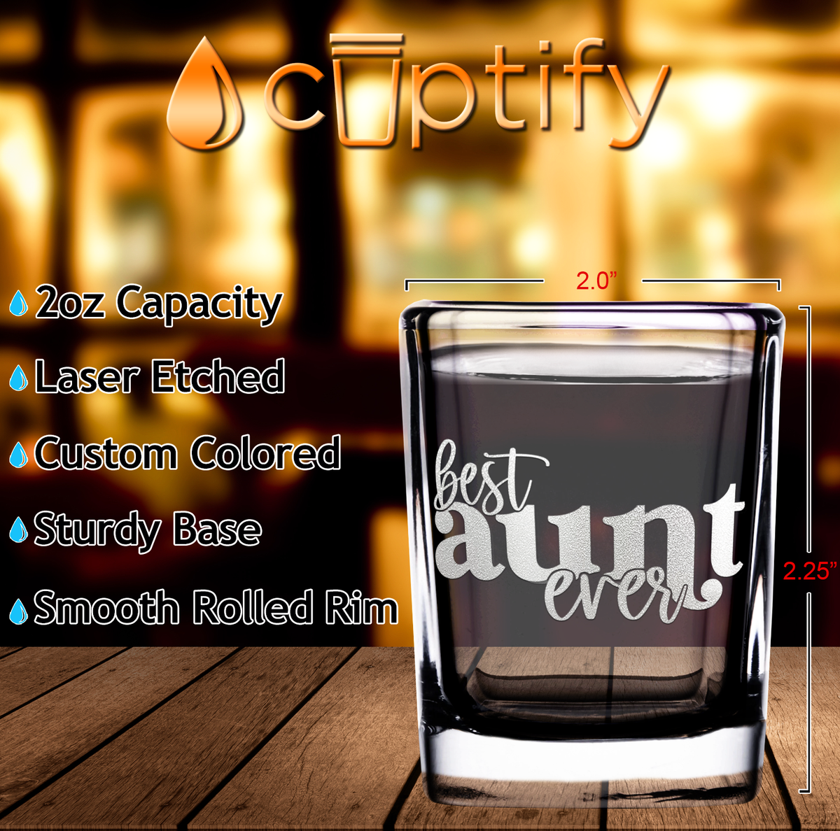 Best Aunt Ever 2oz Square Shot Glasses - Set of 2