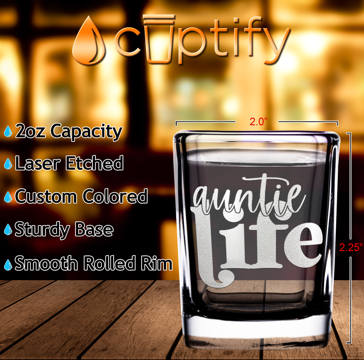 Auntie Life 2oz Square Shot Glasses - Set of 2