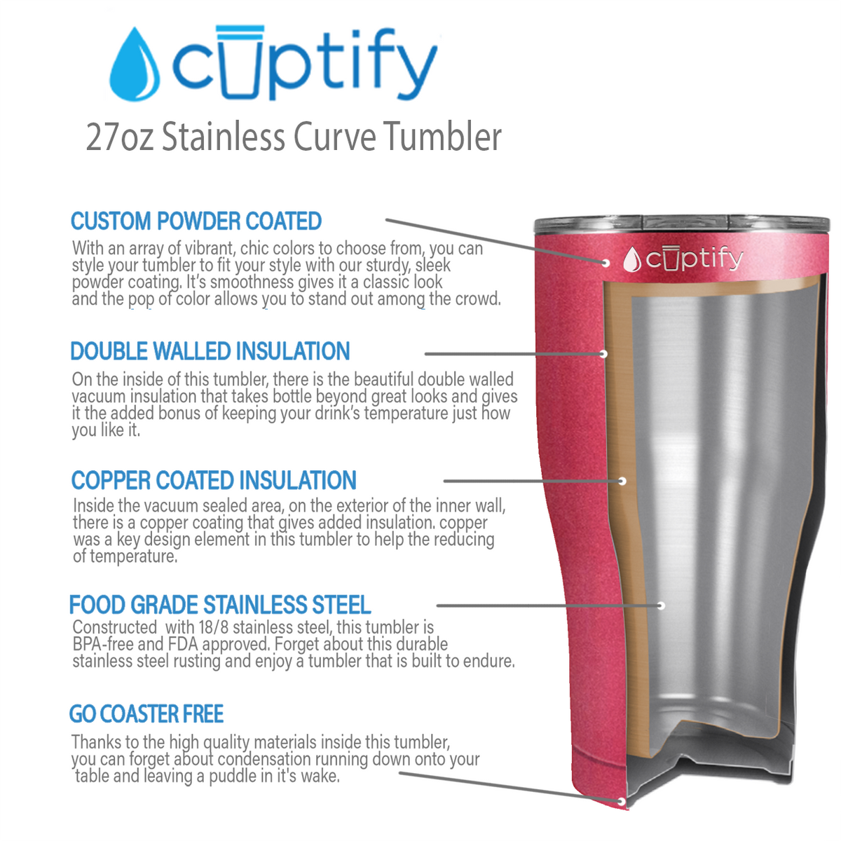 Red Glitter 27oz Curve Tumbler