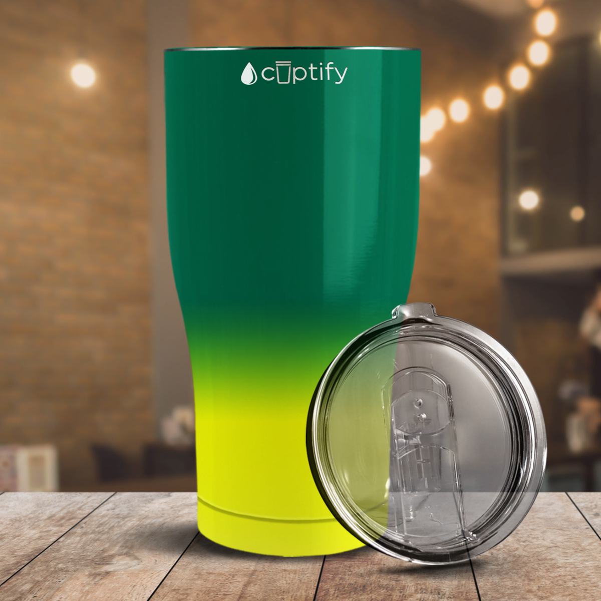 Green Yellow Ombre 27oz Curve Tumbler