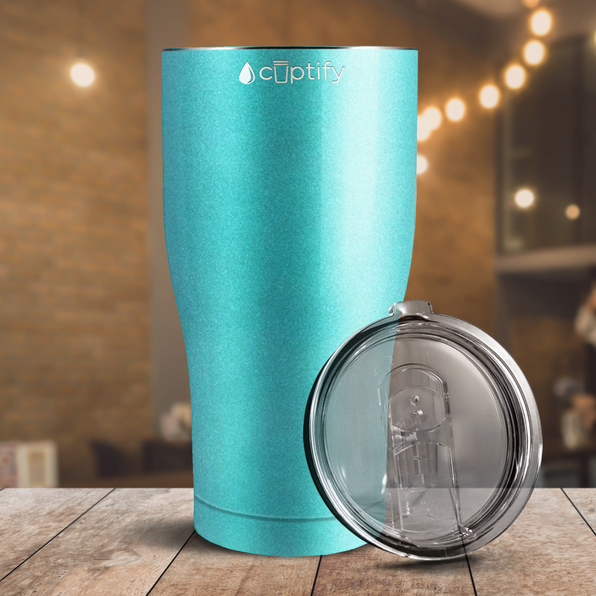 Seafoam Glitter 27oz Curve Tumbler