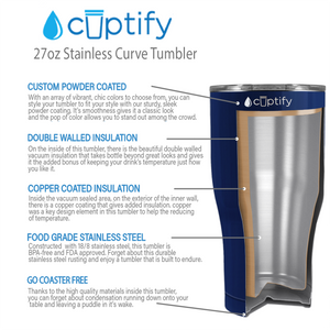 Navy Blue Gloss 27oz Curve Tumbler