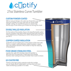 Navy Blue Seafoam Ombre 27oz Curve Tumbler