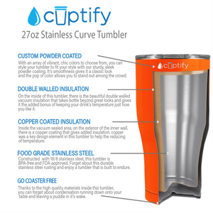 Orange Gloss 27oz Curve Tumbler