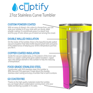 Yellow Pink Ombre 27oz Curve Tumbler