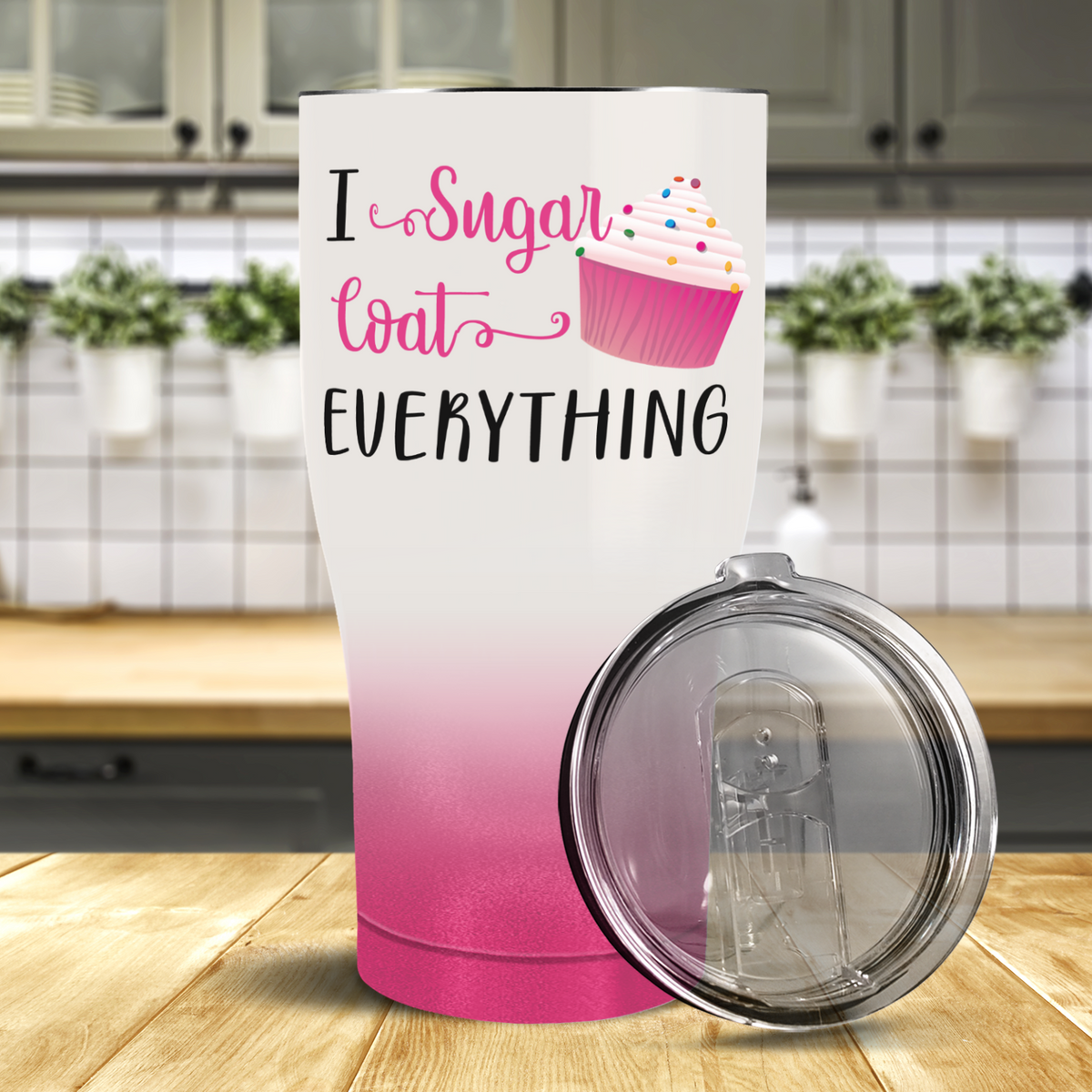 I Sugarcoat Everything on 30oz Curve Tumbler