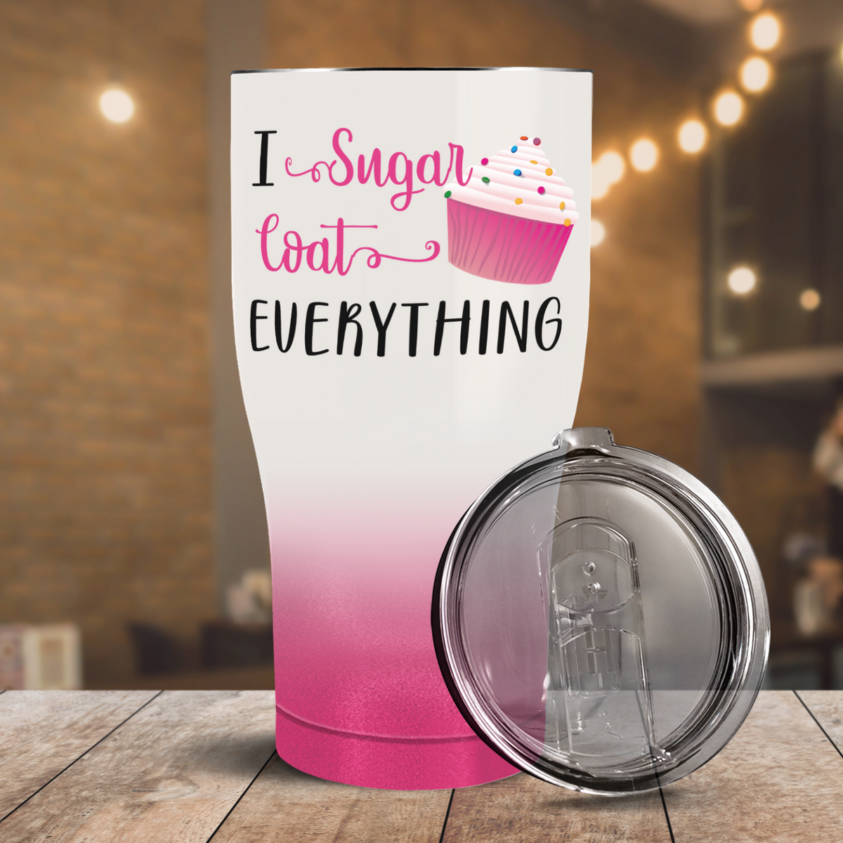 I Sugarcoat Everything on 30oz Curve Tumbler