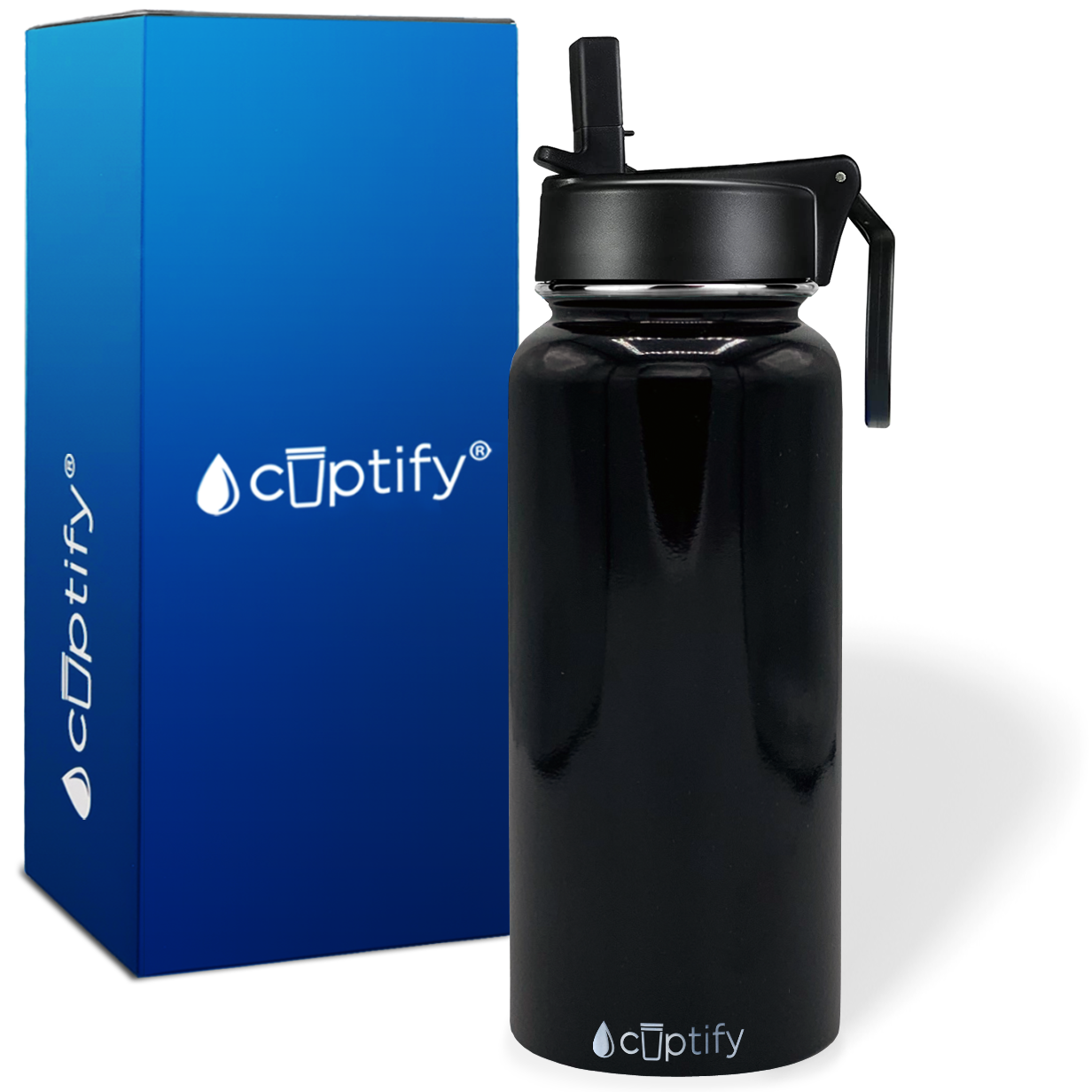 Black Gloss 32oz Wide Mouth Water Bottle