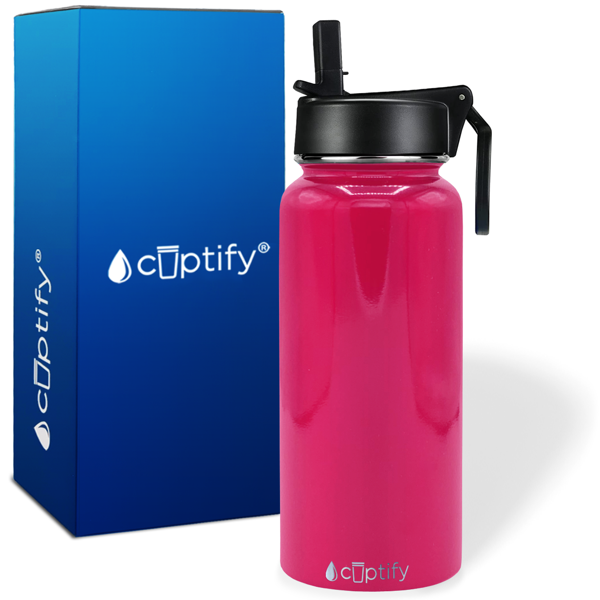 Hot Pink Gloss 32oz Wide Mouth Water Bottle - Cuptify