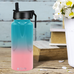 32oz Cotton Candy Ombre Wide Mouth Water Bottle With Straw Lid