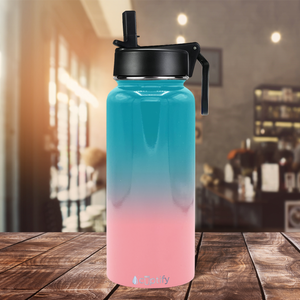 32oz Cotton Candy Ombre Wide Mouth Water Bottle With Straw Lid