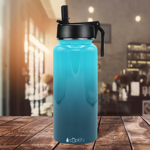 32oz Deep Sea Ombre Wide Mouth Water Bottle With Straw Lid
