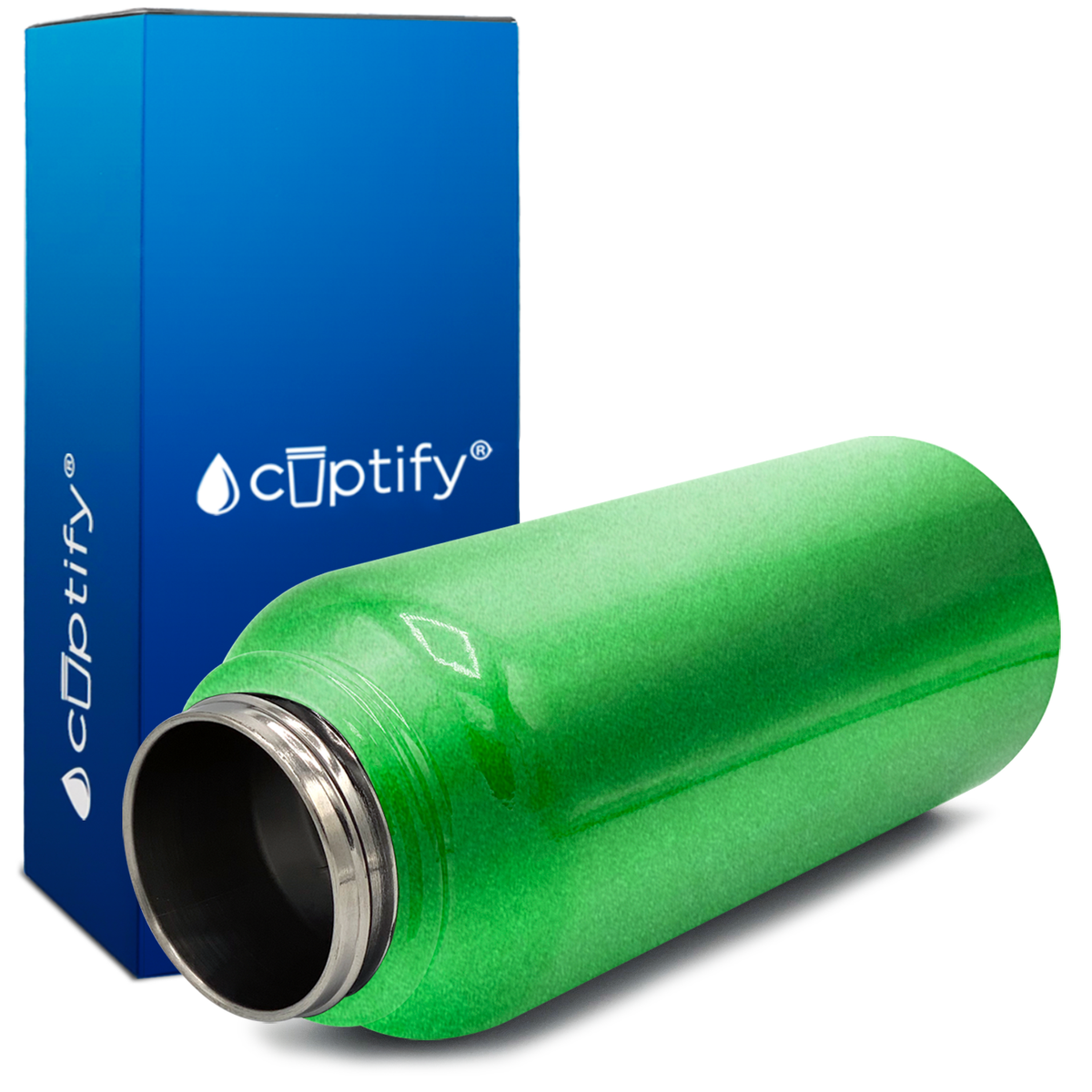 Green Glitter 32oz Wide Mouth Water Bottle