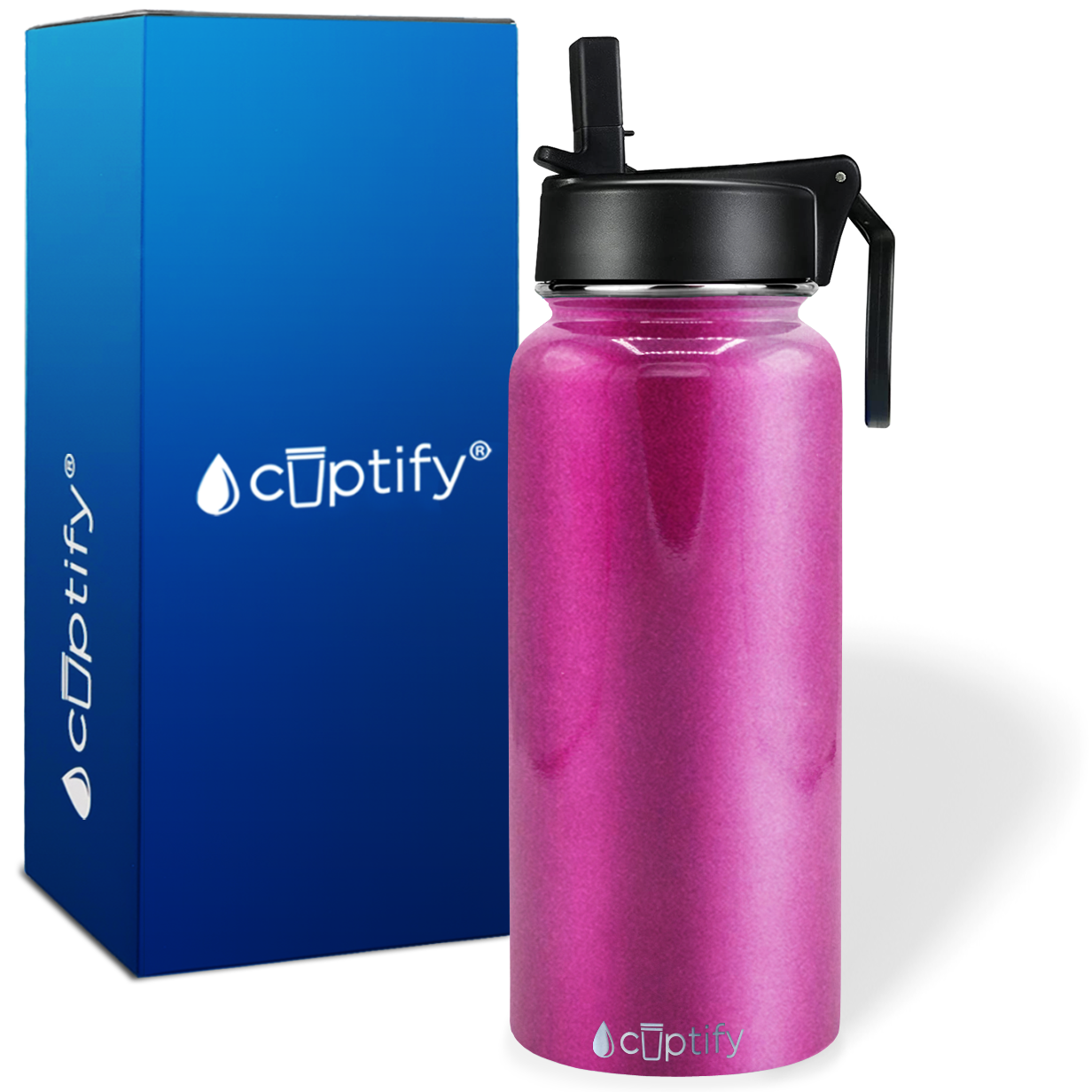 Hot Pink Glitter 32oz Wide Mouth Water Bottle