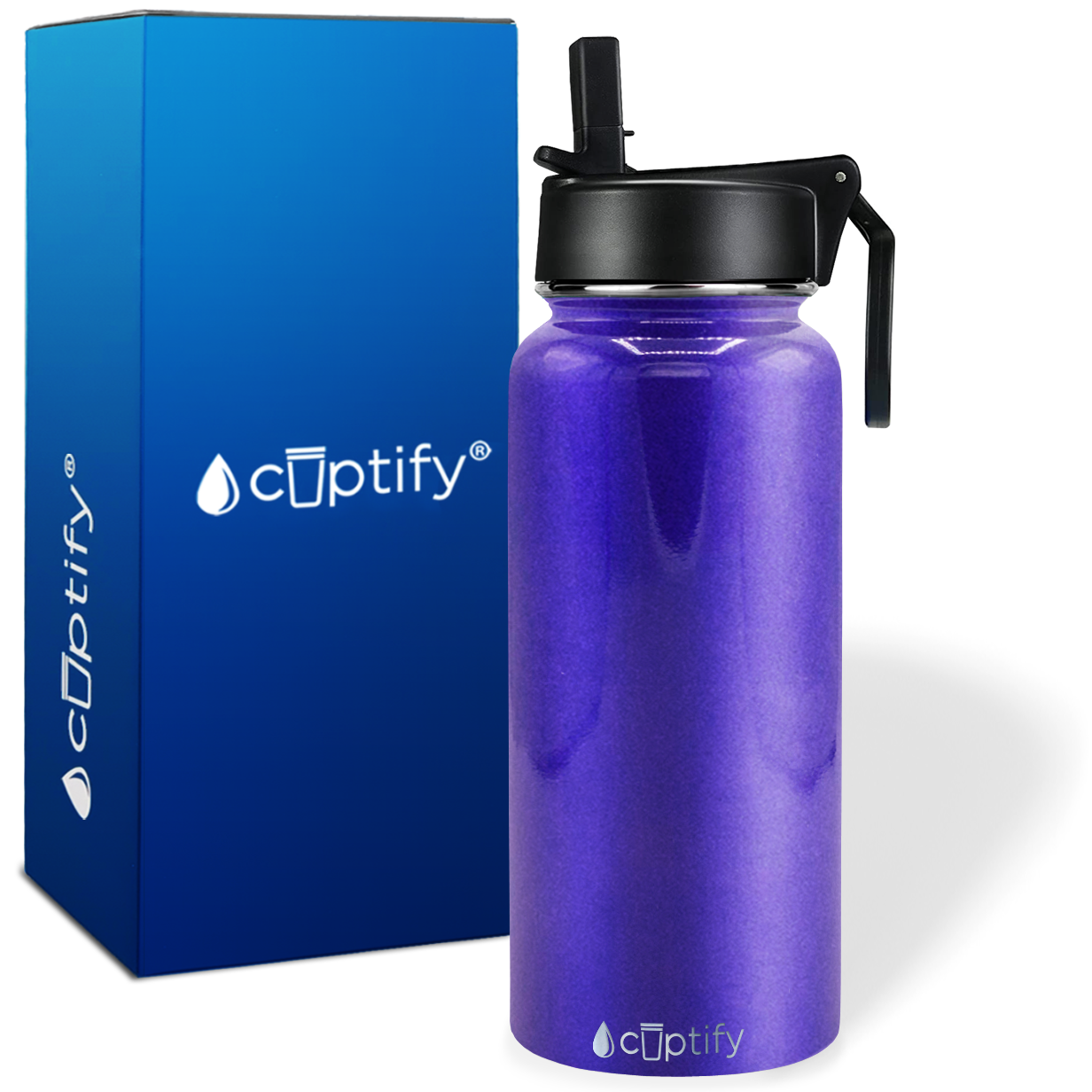 Purple Glitter 32oz Wide Mouth Water Bottle