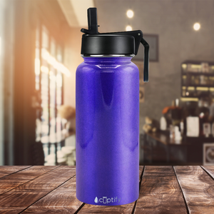 32oz Purple Glitter Wide Mouth Water Bottle With Straw Lid