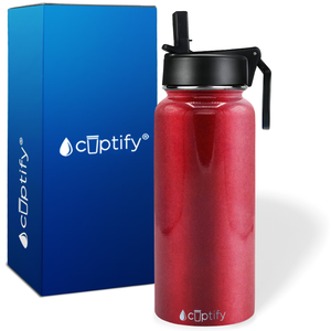 Red Ruby Glitter 32oz Wide Mouth Water Bottle