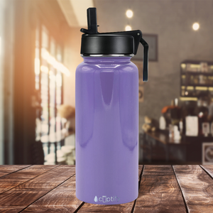 32oz Lavender Gloss Wide Mouth Water Bottle With Straw Lid
