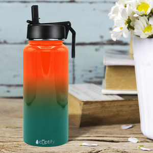 32oz Miami Ombre Wide Mouth Water Bottle With Straw Lid