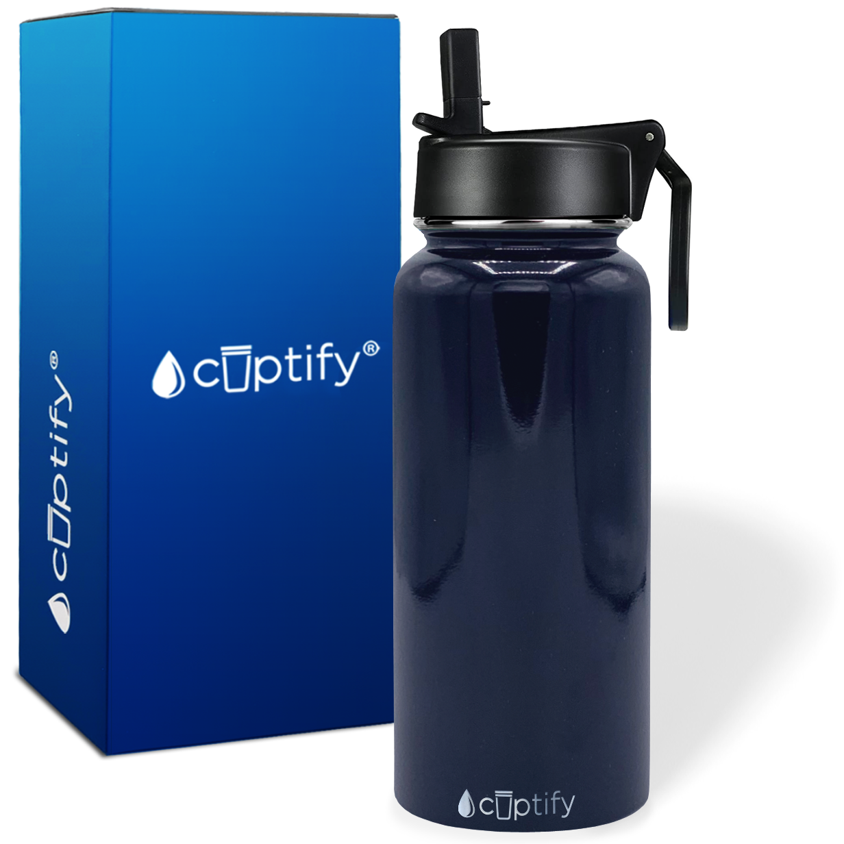 Navy Blue Gloss 32oz Wide Mouth Water Bottle