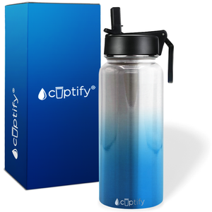 Blue Ombre Translucent 32oz Wide Mouth Water Bottle