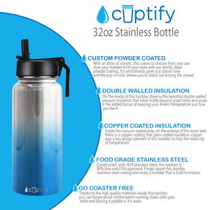 Blue Ombre Translucent 32oz Wide Mouth Water Bottle